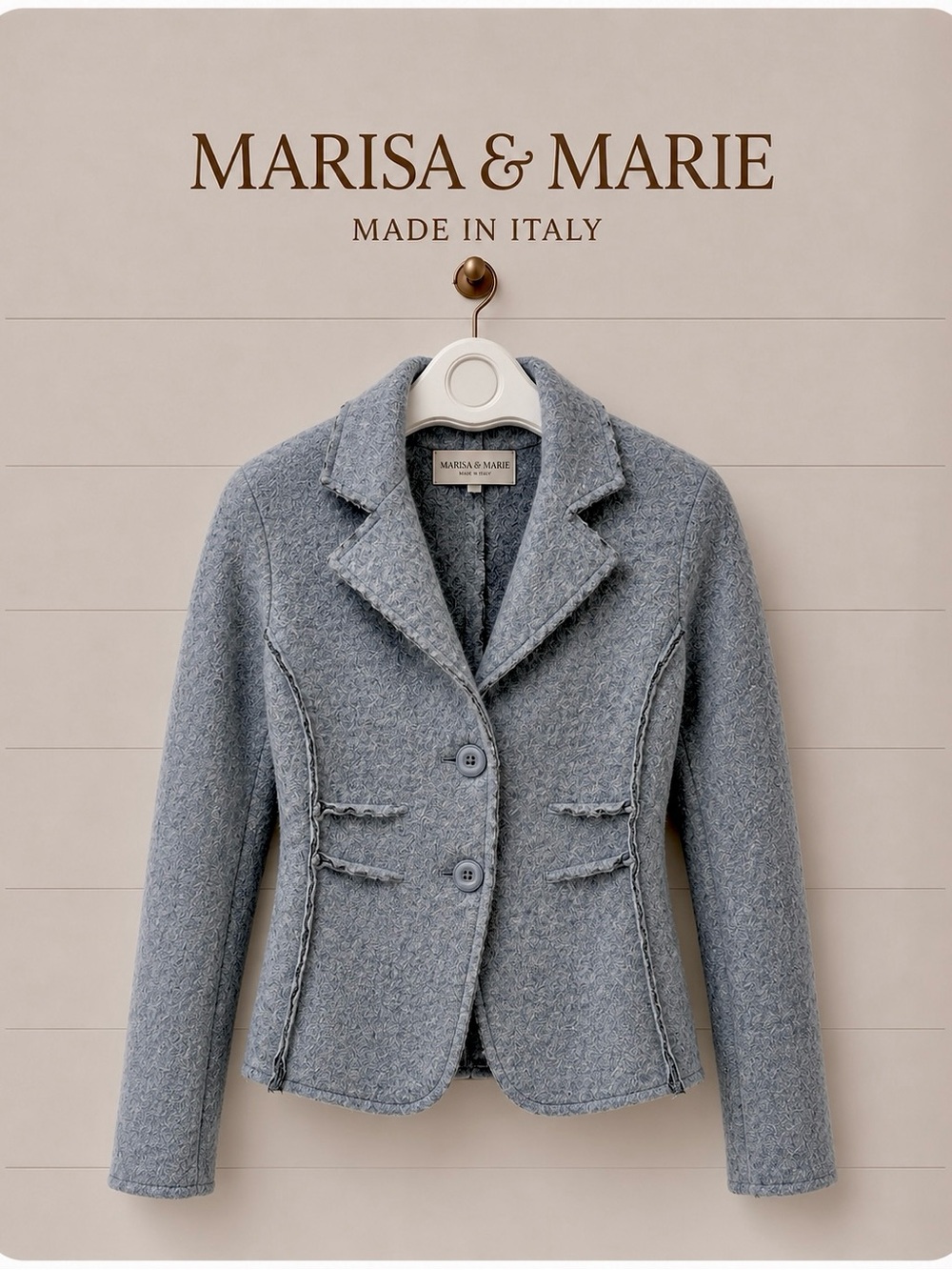 MARISA & MARIE Blue-Grey Boiled Wool Jacket – Size S